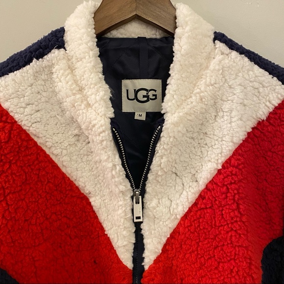 UGG Navy Annalise Teddy Bear Bomber Style Jacket - Picture 7 of 11